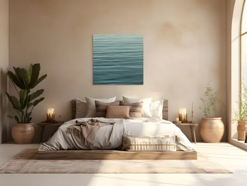 Tablou Canvas, "Valurile liniștite ale mării albastre", Calm, Serene, Vast, Rippled, Reflective, 100 x 100 cm – poza 4