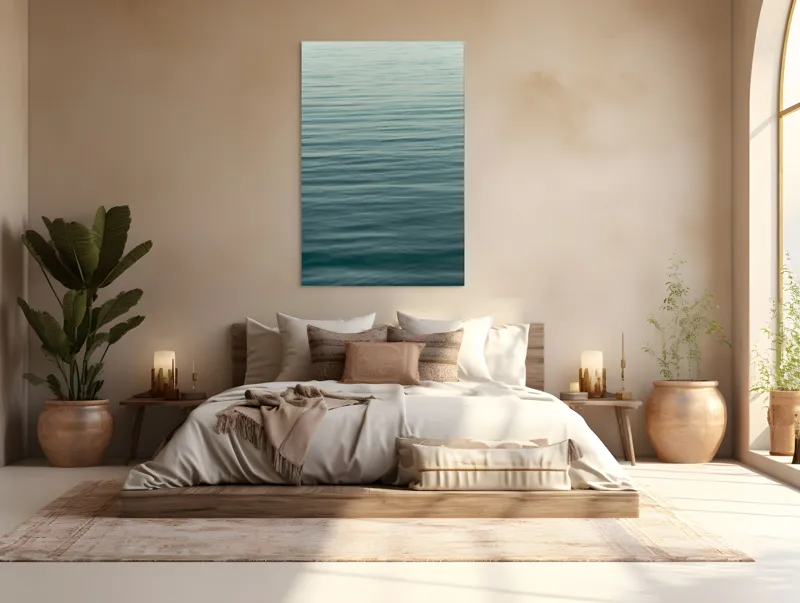 Tablou Canvas, "Valurile liniștite ale mării albastre", Calm, Serene, Vast, Rippled, Reflective, 100 x 150 cm – poza 3