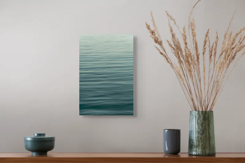 Tablou Canvas, "Valurile liniștite ale mării albastre", Calm, Serene, Vast, Rippled, Reflective, 26 x 39 cm – poza 5