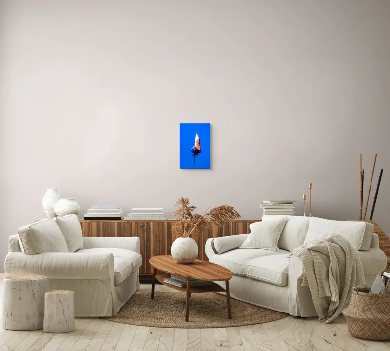 Tablou Canvas, "Flacără albastră în noapte profundă", Flacără, Albastru, Contrast, Căldură, Energie, Arzând, Subtilitate, Artă, 26 x 39 cm – poza 7