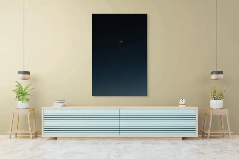 Tablou Canvas, "Luna și steaua solitară", Lună, Cer, Stea, Noapte, Liniște, 100 x 150 cm – poza 4