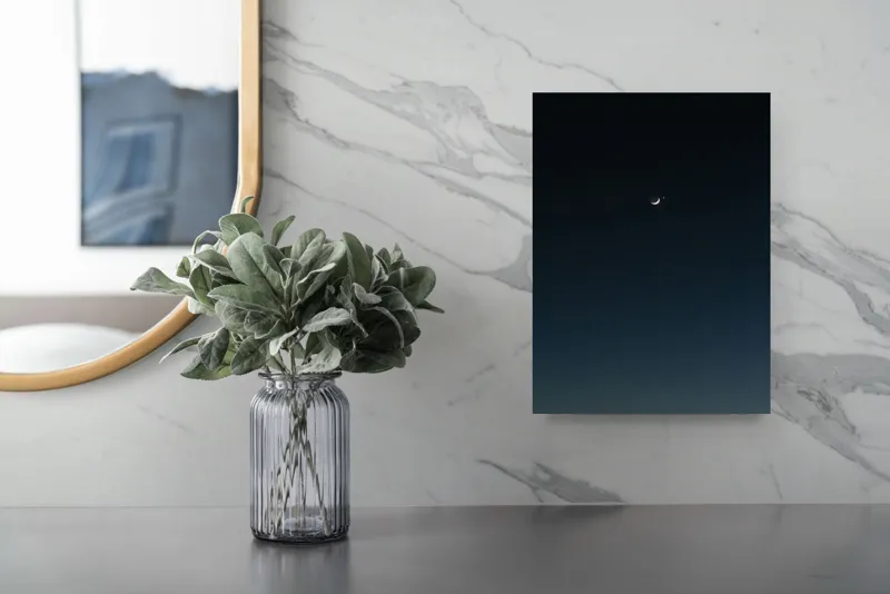 Tablou Canvas, "Luna și steaua solitară", Lună, Cer, Stea, Noapte, Liniște, 26 x 39 cm – poza 4