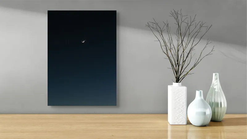 Tablou Canvas, "Luna și steaua solitară", Lună, Cer, Stea, Noapte, Liniște, 39 x 54 cm – poza 4