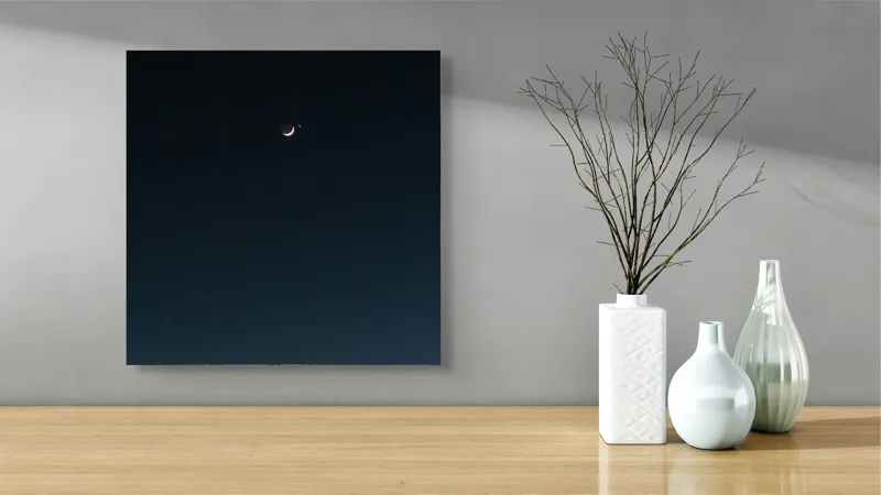 Tablou Canvas, "Luna și steaua solitară", Lună, Cer, Stea, Noapte, Liniște, 50 x 50 cm – poza 3