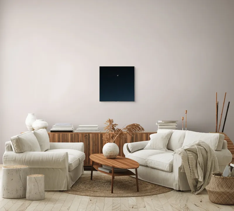 Tablou Canvas, "Luna și steaua solitară", Lună, Cer, Stea, Noapte, Liniște, 50 x 50 cm – poza 7