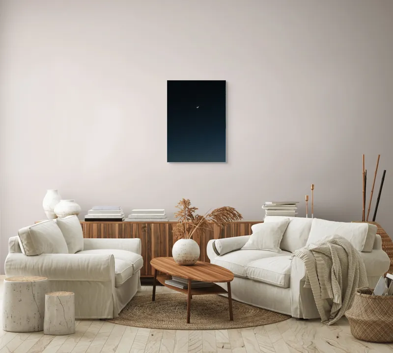 Tablou Canvas, "Luna și steaua solitară", Lună, Cer, Stea, Noapte, Liniște, 50 x 70 cm – poza 4
