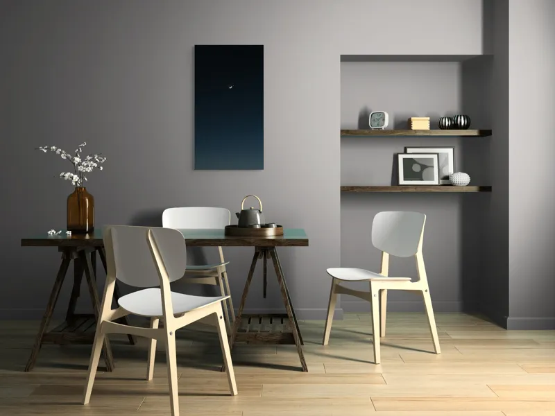 Tablou Canvas, "Luna și steaua solitară", Lună, Cer, Stea, Noapte, Liniște, 50 x 90 cm – poza 4