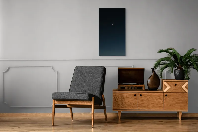 Tablou Canvas, "Luna și steaua solitară", Lună, Cer, Stea, Noapte, Liniște, 50 x 90 cm – poza 8
