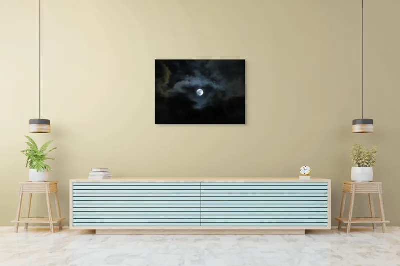 Tablou Canvas, "Luna printre nori întunecați", Lună, Nor, Întuneric, Mister, Noapte, Cer, Strălucire, Umbre, 100 x 70 cm – poza 4