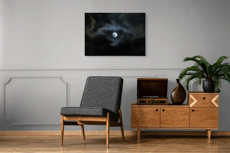 Tablou Canvas, "Luna printre nori întunecați", Lună, Nor, Întuneric, Mister, Noapte, Cer, Strălucire, Umbre, 100 x 70 cm – poza 8