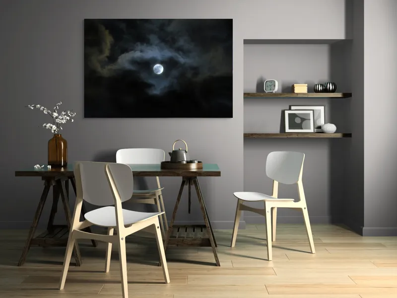 Tablou Canvas, "Luna printre nori întunecați", Lună, Nor, Întuneric, Mister, Noapte, Cer, Strălucire, Umbre, 150 x 100 cm – poza 5