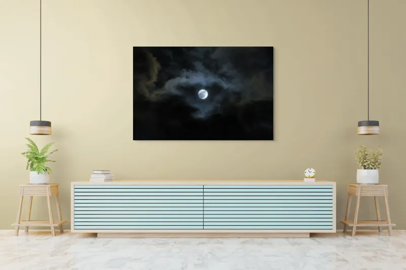 Tablou Canvas, "Luna printre nori întunecați", Lună, Nor, Întuneric, Mister, Noapte, Cer, Strălucire, Umbre, 150 x 100 cm – poza 6