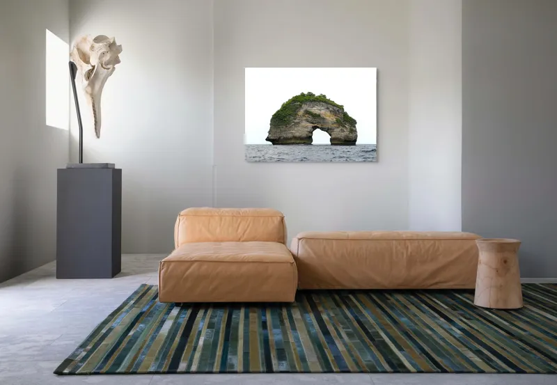 Tablou Canvas, "Arcul de Piatră al Mării Sudice", Stâncă, Arcadă, Ocean, Vegetație, Cer, Apă, Natură, Insulă., 100 x 70 cm – poza 7