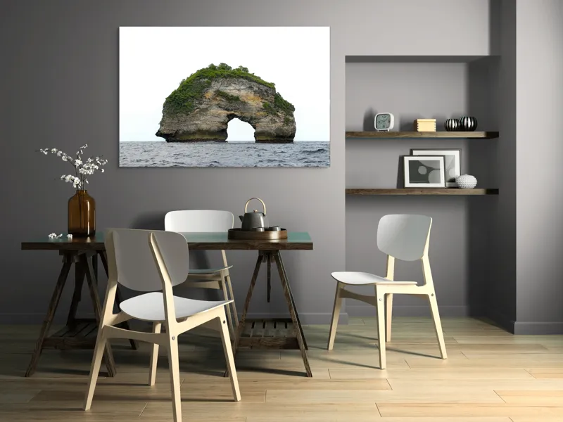 Tablou Canvas, "Arcul de Piatră al Mării Sudice", Stâncă, Arcadă, Ocean, Vegetație, Cer, Apă, Natură, Insulă., 150 x 100 cm – poza 5
