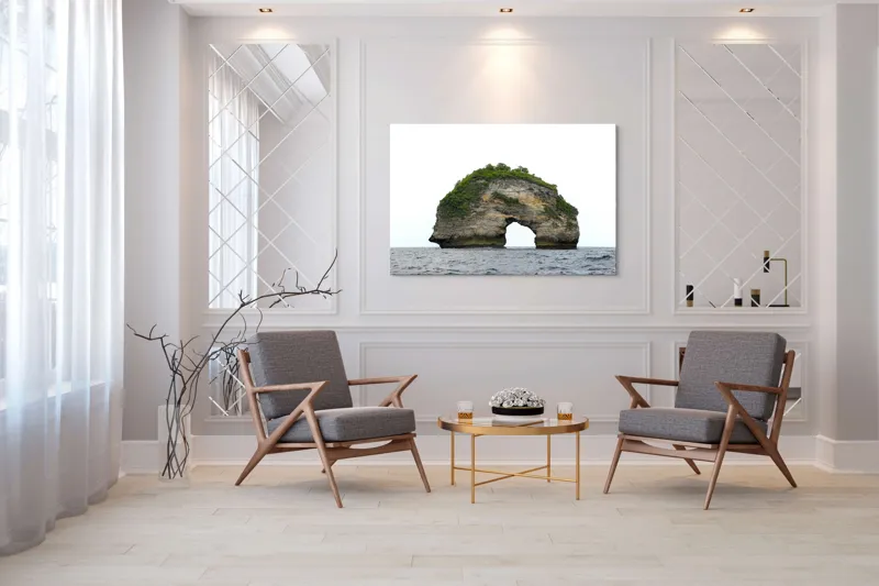 Tablou Canvas, "Arcul de Piatră al Mării Sudice", Stâncă, Arcadă, Ocean, Vegetație, Cer, Apă, Natură, Insulă., 150 x 100 cm – poza 7