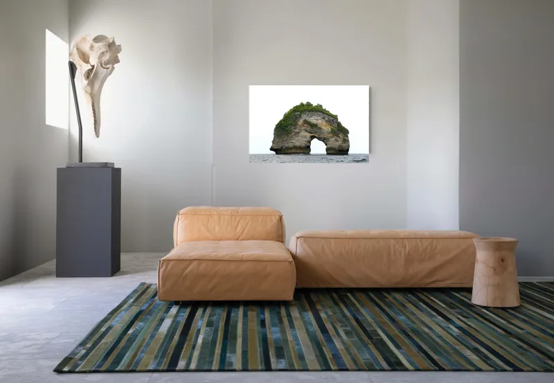 Tablou Canvas, "Arcul de Piatră al Mării Sudice", Stâncă, Arcadă, Ocean, Vegetație, Cer, Apă, Natură, Insulă., 90 x 50 cm – poza 8