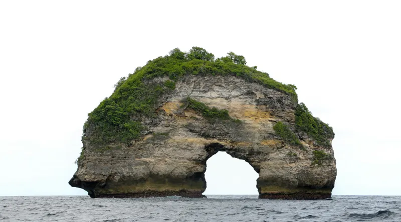 Tablou Canvas, "Arcul de Piatră al Mării Sudice", Stâncă, Arcadă, Ocean, Vegetație, Cer, Apă, Natură, Insulă., 90 x 50 cm – poza 2
