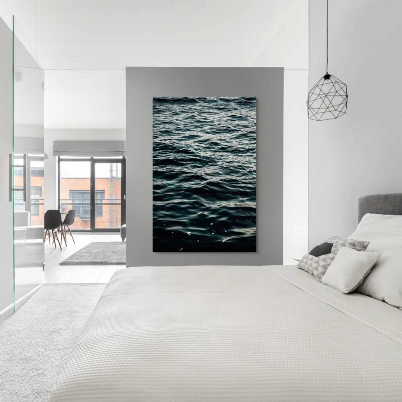 Tablou Canvas, "Valuri întunecate într-o zi calmă", Valuri, Ocean, Apă, Reflexii, Întuneric, Suprafață, Spumă, 100 x 150 cm – poza 5