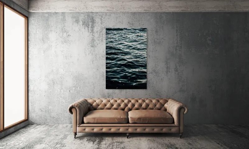 Tablou Canvas, "Valuri întunecate într-o zi calmă", Valuri, Ocean, Apă, Reflexii, Întuneric, Suprafață, Spumă, 100 x 150 cm – poza 6