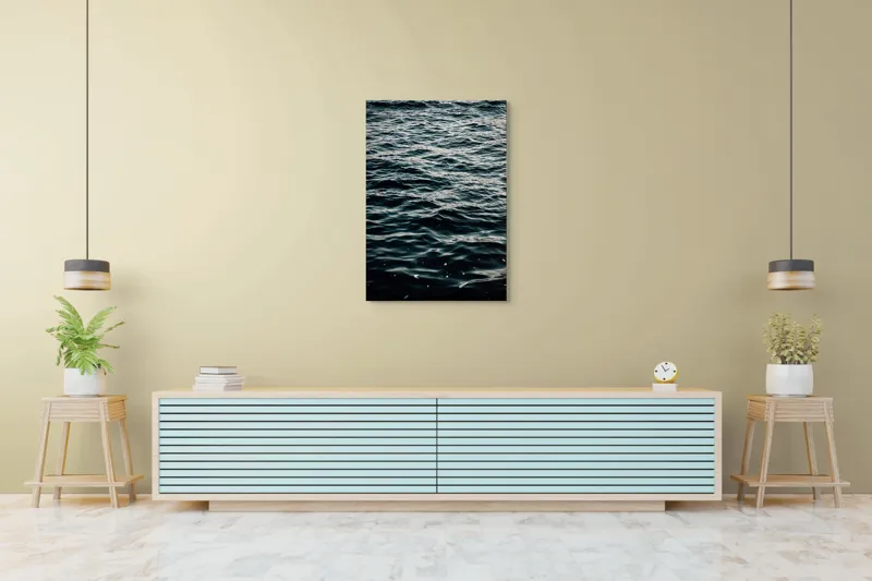 Tablou Canvas, "Valuri întunecate într-o zi calmă", Valuri, Ocean, Apă, Reflexii, Întuneric, Suprafață, Spumă, 70 x 100 cm – poza 5