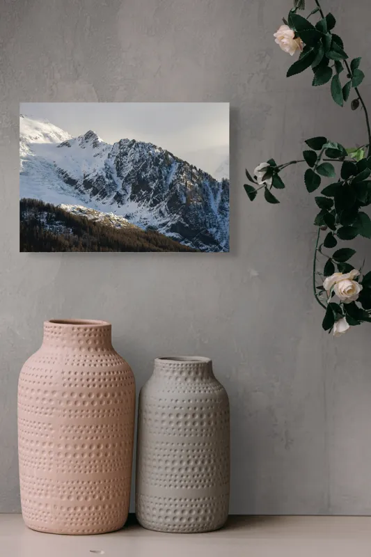 Tablou Canvas, "Liniștea înălțimilor încărcate de zăpadă", Munți, Zăpadă, Păduri, Cer, Stânci, 54 x 39 cm – poza 8