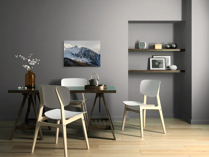 Tablou Canvas, "Liniștea înălțimilor încărcate de zăpadă", Munți, Zăpadă, Păduri, Cer, Stânci, 70 x 50 cm – poza 5