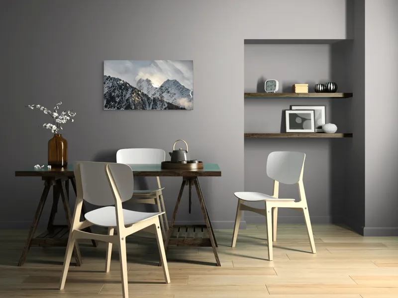 Tablou Canvas, "Vârfuri montane sub mantia norilor", Majestuos, Montan, Înghețat, Impunător, Liniștit, Vârfuri, Alpin, Pitoresc, Strălucitor, Rece, 90 x 50 cm – poza 3