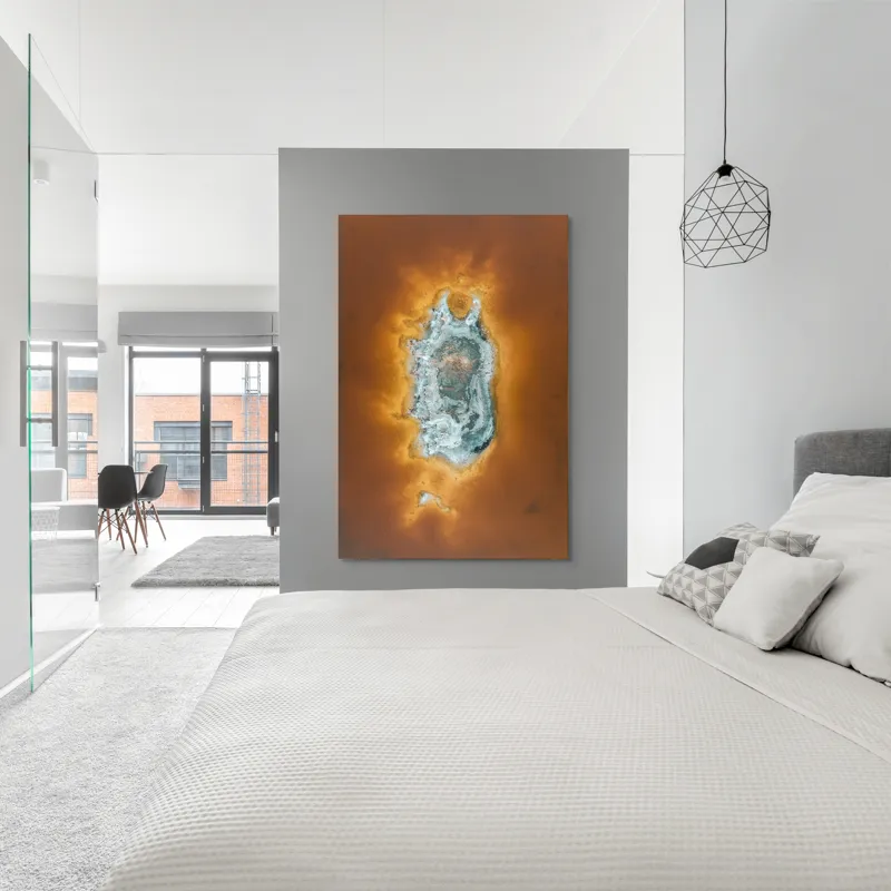 Tablou Canvas, "Ochi de foc în peisaj selenar", Dune, Textură, Contrast, Arid, Mineral, Abstracție, Peisaj, Natural, Pitoresc, Întindere, 100 x 150 cm – poza 5