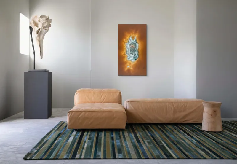 Tablou Canvas, "Ochi de foc în peisaj selenar", Dune, Textură, Contrast, Arid, Mineral, Abstracție, Peisaj, Natural, Pitoresc, Întindere, 50 x 90 cm – poza 5