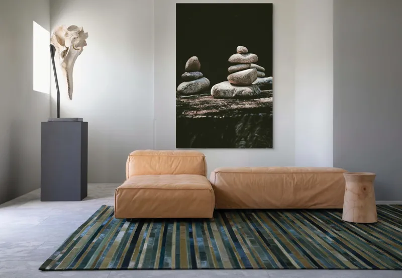 Tablou Canvas, "Turn echilibrat de pietre liniștite", Pietre, Echilibru, Natură, Calm, Simetrie, Tranquilitate, Armonie, Meditativ, Compoziție, 100 x 150 cm – poza 7