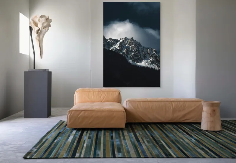 Tablou Canvas, "Frumusețea tăcută a munților înzăpeziți", Munți, Zăpadă, Stânci, Cer, Nor, Umbre, Natură, Imagine, Lumină, Peisaj, 100 x 150 cm – poza 7