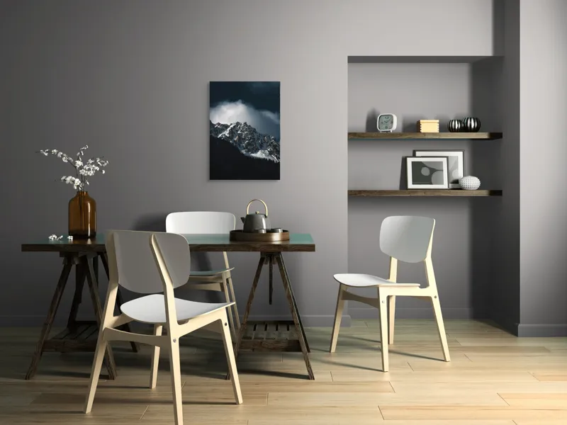 Tablou Canvas, "Frumusețea tăcută a munților înzăpeziți", Munți, Zăpadă, Stânci, Cer, Nor, Umbre, Natură, Imagine, Lumină, Peisaj, 50 x 70 cm – poza 5
