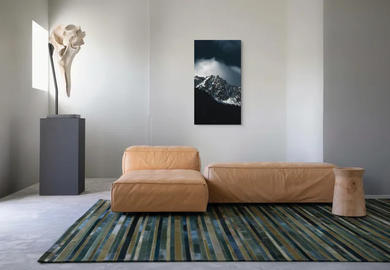 Tablou Canvas, "Frumusețea tăcută a munților înzăpeziți", Munți, Zăpadă, Stânci, Cer, Nor, Umbre, Natură, Imagine, Lumină, Peisaj, 50 x 90 cm – poza 5