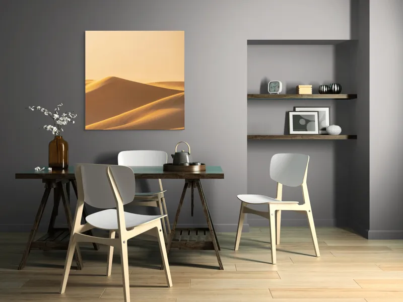 Tablou Canvas, "Dunele aurii sub soare arid", Aur, Valuri, Nisip, Serenitate, Imensitate, Calm, Dune, Lumină, 100 x 100 cm – poza 6