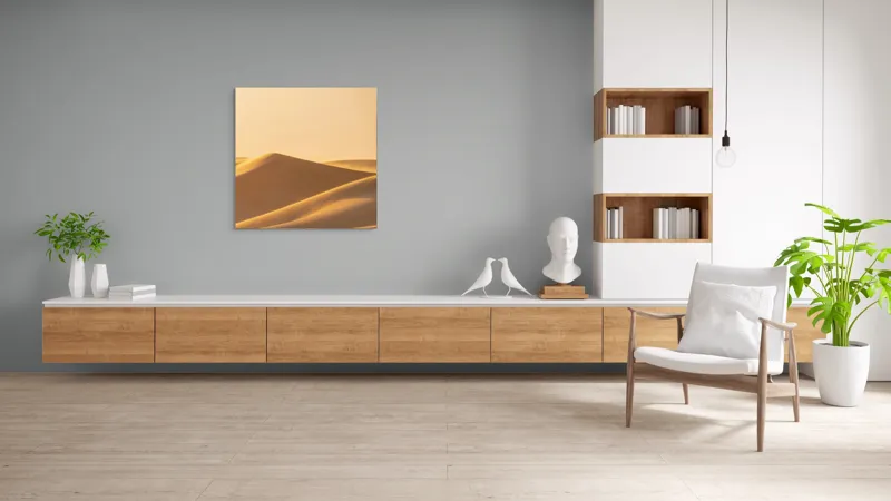 Tablou Canvas, "Dunele aurii sub soare arid", Aur, Valuri, Nisip, Serenitate, Imensitate, Calm, Dune, Lumină, 100 x 100 cm – poza 8