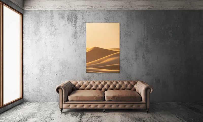 Tablou Canvas, "Dunele aurii sub soare arid", Aur, Valuri, Nisip, Serenitate, Imensitate, Calm, Dune, Lumină, 100 x 150 cm – poza 6