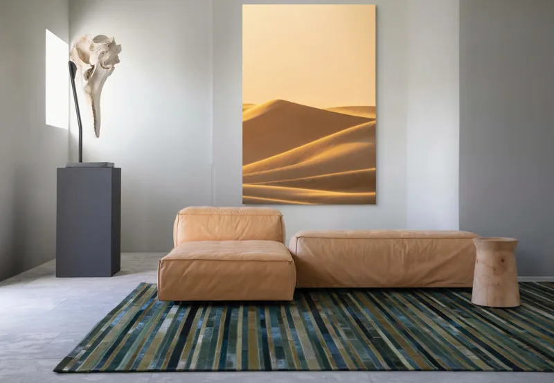 Tablou Canvas, "Dunele aurii sub soare arid", Aur, Valuri, Nisip, Serenitate, Imensitate, Calm, Dune, Lumină, 100 x 150 cm – poza 7