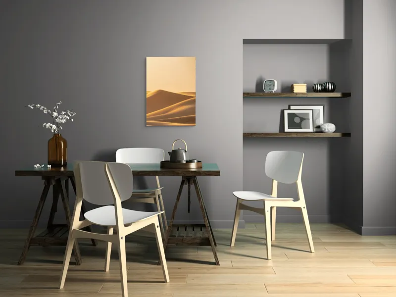 Tablou Canvas, "Dunele aurii sub soare arid", Aur, Valuri, Nisip, Serenitate, Imensitate, Calm, Dune, Lumină, 50 x 70 cm – poza 5