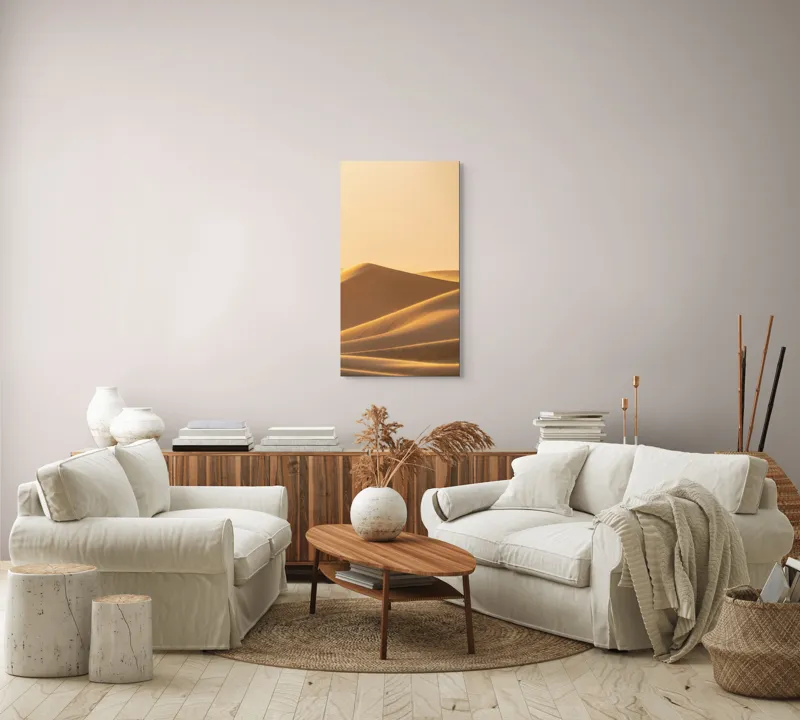Tablou Canvas, "Dunele aurii sub soare arid", Aur, Valuri, Nisip, Serenitate, Imensitate, Calm, Dune, Lumină, 50 x 90 cm – poza 7