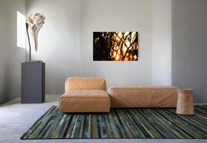 Tablou Canvas, "Apus printre crengile copacilor", Apus, Siluete, Crengi, Frunze, Lumina, Caldura, Seara, Splendoare, 90 x 50 cm – poza 8