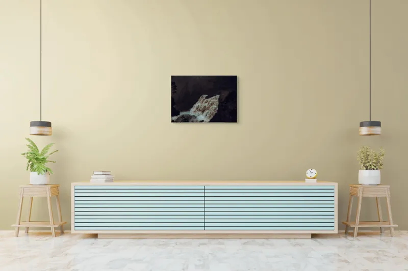 Tablou Canvas, "Cascada misterioasă în amurg întunecat", Cascadă, Pădure, Aburit, Natură, Apă, Dramatic, Elemente, Spectaculos, Vegetație, Ploaie, 70 x 50 cm – poza 7