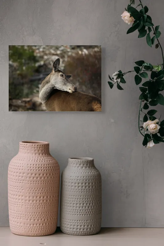 Tablou Canvas, "Caprioara privind spre orizont liniștit", Natură, Căprioară, Viziune, Serenitate, Blândețe, Peisaj, Sălbăticie, Frumusețe, Calm, Echilibru, 54 x 39 cm – poza 8