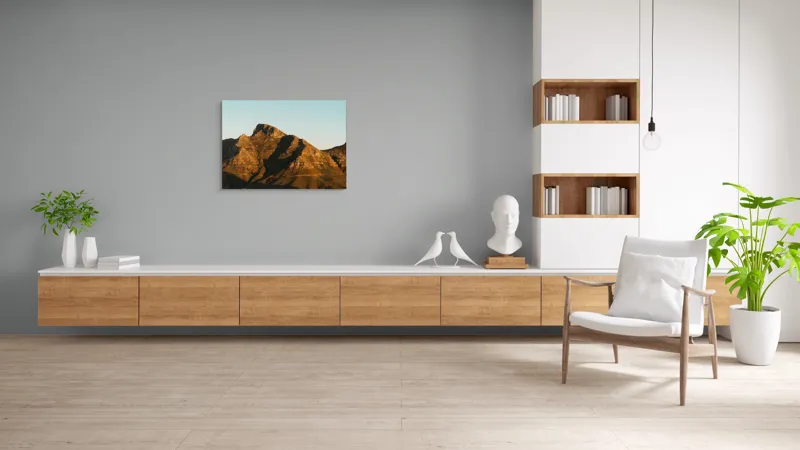 Tablou Canvas, "Umbre jucăușe pe crestele muntelui.", Munți, Stânci, Apus, Peisaj, Lumină, Natură, Urcuș, Cer, Umbre, Frumusețe., 100 x 70 cm – poza 6