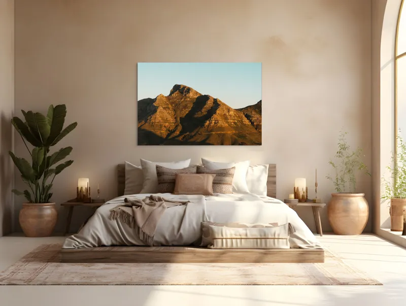 Tablou Canvas, "Umbre jucăușe pe crestele muntelui.", Munți, Stânci, Apus, Peisaj, Lumină, Natură, Urcuș, Cer, Umbre, Frumusețe., 150 x 100 cm – poza 4