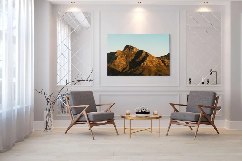Tablou Canvas, "Umbre jucăușe pe crestele muntelui.", Munți, Stânci, Apus, Peisaj, Lumină, Natură, Urcuș, Cer, Umbre, Frumusețe., 150 x 100 cm – poza 7