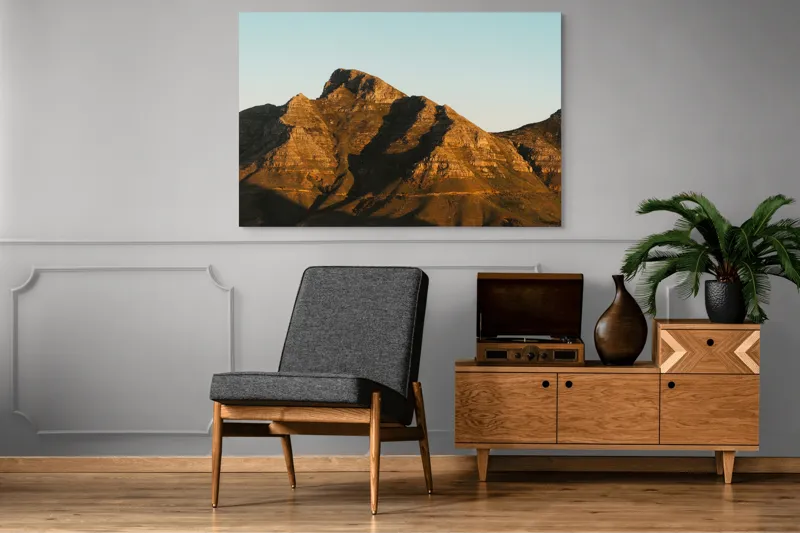 Tablou Canvas, "Umbre jucăușe pe crestele muntelui.", Munți, Stânci, Apus, Peisaj, Lumină, Natură, Urcuș, Cer, Umbre, Frumusețe., 150 x 100 cm – poza 8
