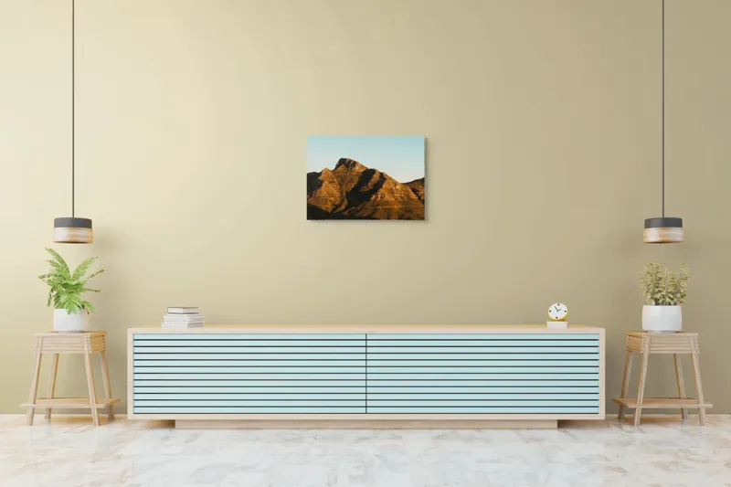Tablou Canvas, "Umbre jucăușe pe crestele muntelui.", Munți, Stânci, Apus, Peisaj, Lumină, Natură, Urcuș, Cer, Umbre, Frumusețe., 70 x 50 cm – poza 7