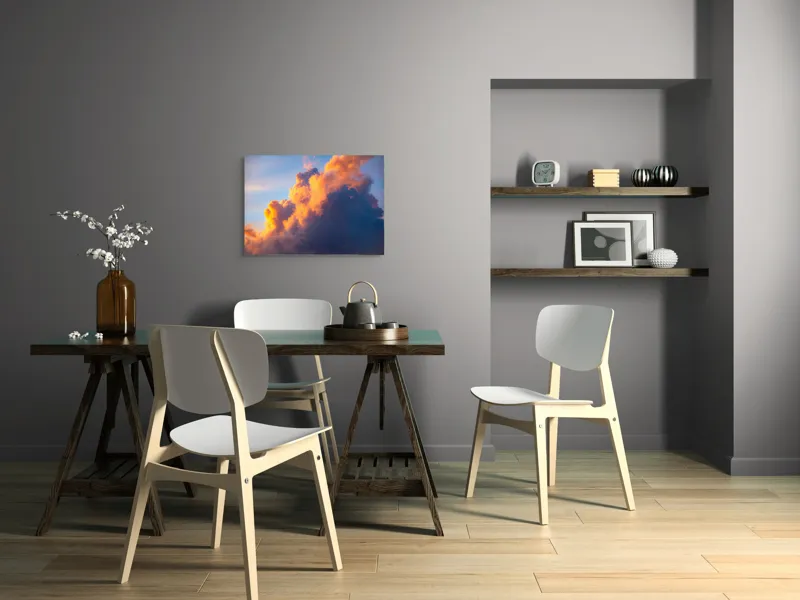 Tablou Canvas, "Norii aurii îmbrățișează apusul", Nor, Aprins, Luminos, Cer, Spectacol, Înserare, Vibrant, Culori, 70 x 50 cm – poza 5