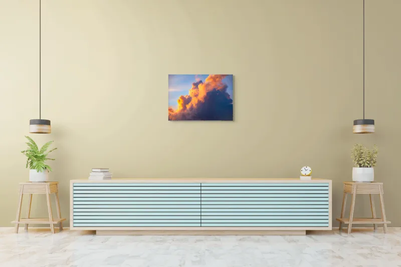 Tablou Canvas, "Norii aurii îmbrățișează apusul", Nor, Aprins, Luminos, Cer, Spectacol, Înserare, Vibrant, Culori, 70 x 50 cm – poza 7