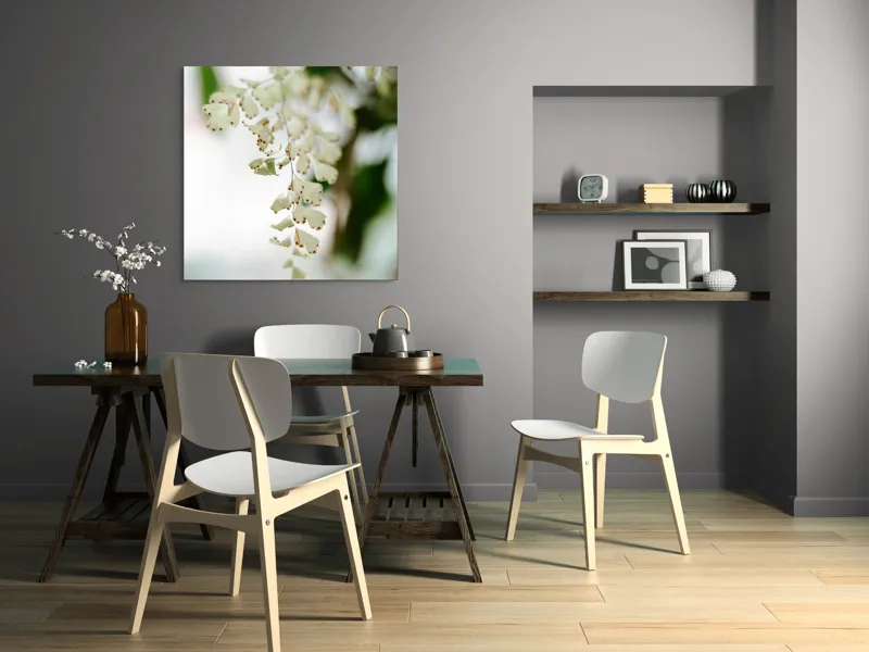 Tablou Canvas, "Frunziș diafan în adiere ușoară", Fermecate, Delicate, Naturale, Eterice, Frunze, Gingașe, Verzi, Fragile, Tranquile, 100 x 100 cm – poza 6